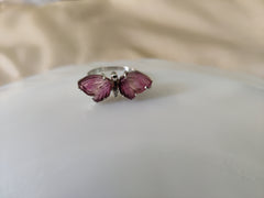 Pink Tourmaline Butterfly Ring (White Inside) โ 925 Sterling Silver