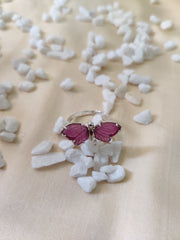 Pink Tourmaline Butterfly Ring โ 925 Sterling Silver