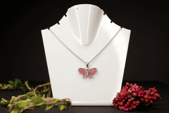 Designer Pink Butterfly Pendant in 925 Sterling Silver
