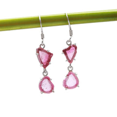 925 Sterling Silver Light & Dark Pink Tourmaline Earrings