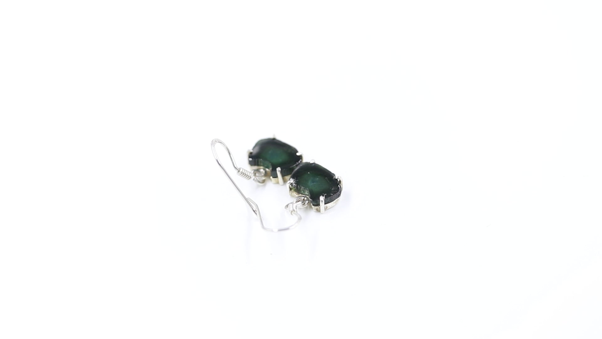925 Sterling Silver Dark Watermelon Tourmaline Slice Earrings 925 Sterling Silver Dark Watermelon Tourmaline Slice Earrings