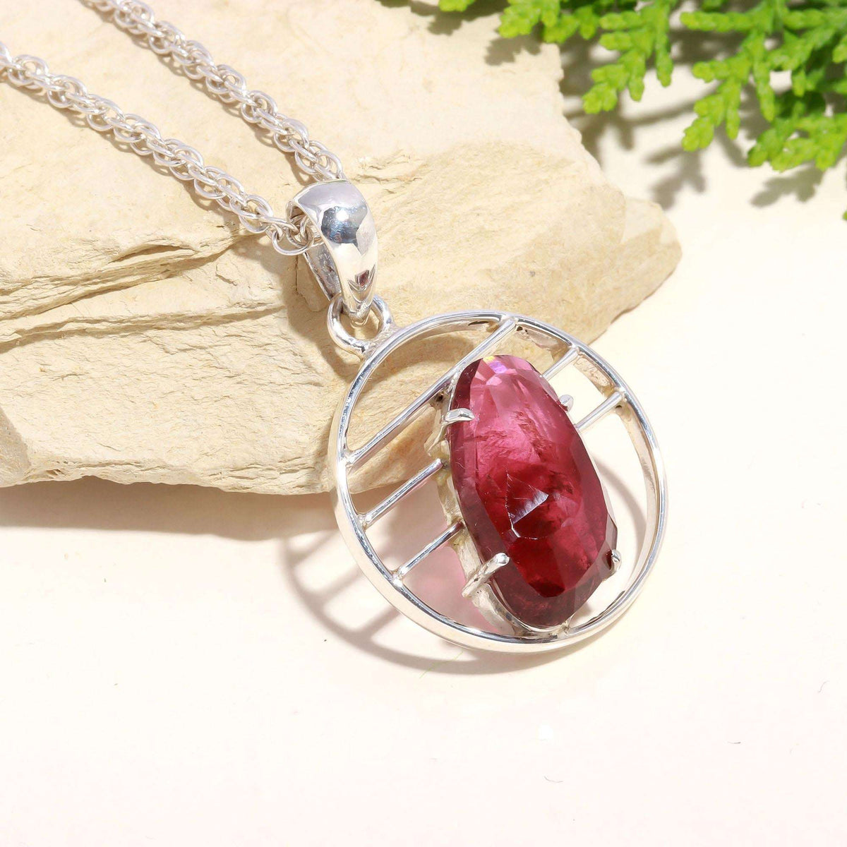 Designer Pink Tourmaline Pendant – 925 Sterling Silver
