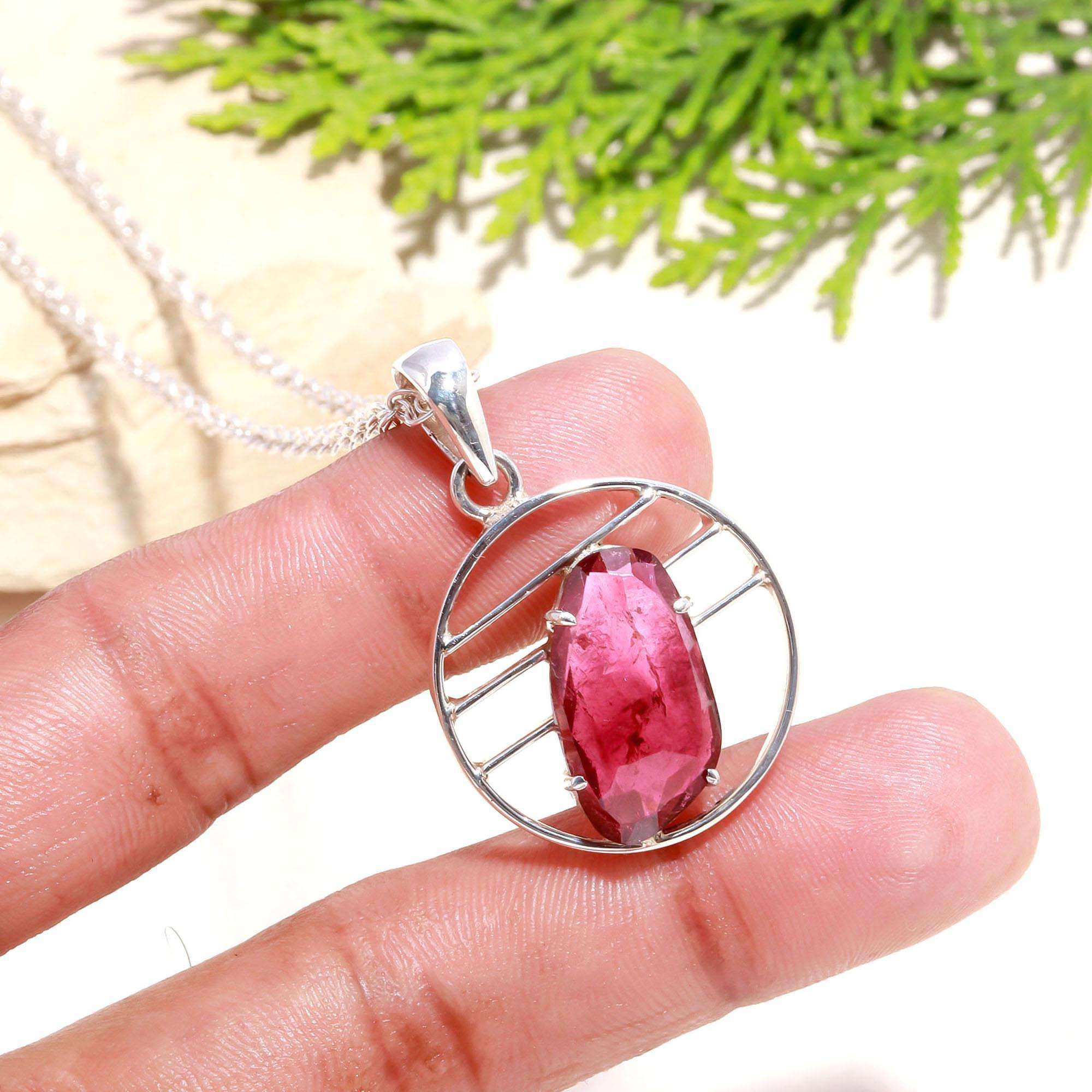 Designer Pink Tourmaline Pendant – 925 Sterling Silver