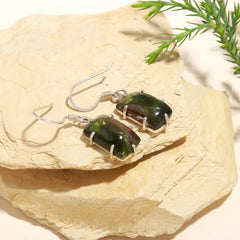 Small Bi-Color Tourmaline Earrings – 925 Sterling Silver