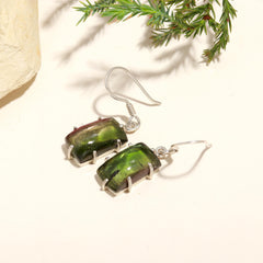 Small Bi-Color Tourmaline Earrings – 925 Sterling Silver