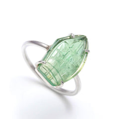 Blue Green Carving in 925 Sterling Silver