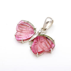 Pink-Red Tourmaline Butterfly with Green Accents – A Garden Gem