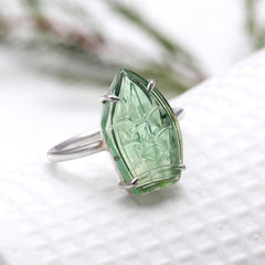 Blue Green Carving in 925 Sterling Silver