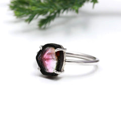Black Border Pink Watermelon Slice in 925 Sterling Silver