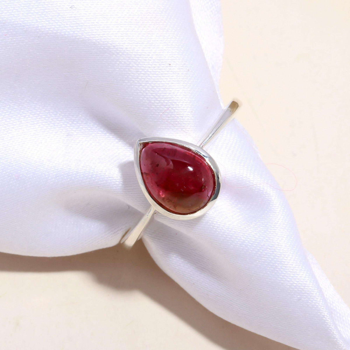 Pink Bi-Color Tourmaline Pear Ring – 925 Sterling Silver