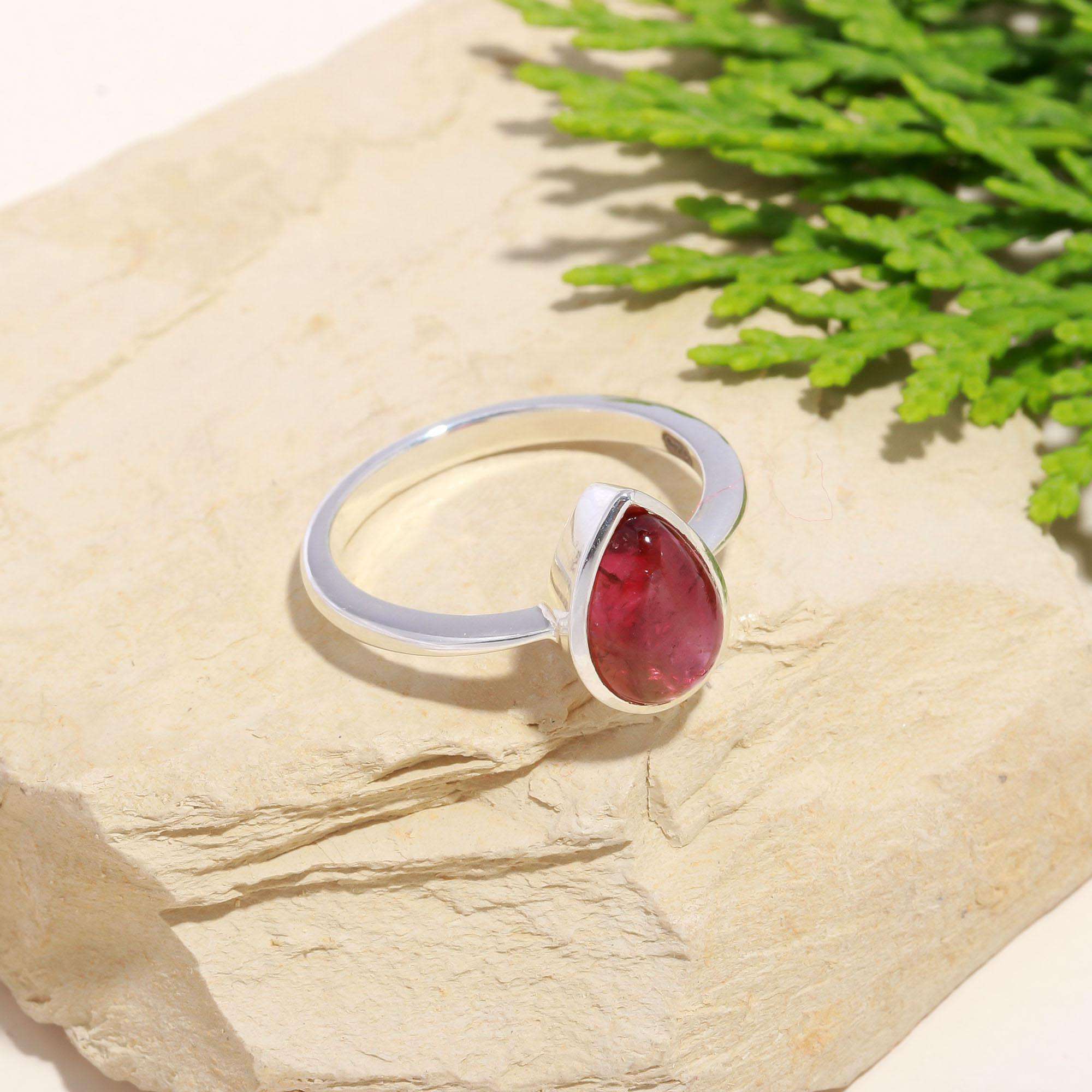 Pink Bi-Color Tourmaline Pear Ring – 925 Sterling Silver