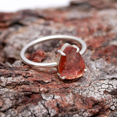 Orange Flat Cut Tourmaline Ring – 925 Sterling Silver