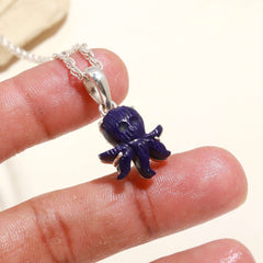 Lapis Lazuli Octopus Pendant in 925 Sterling Silver