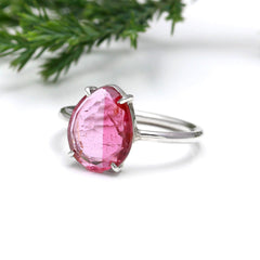 Bicolour Pink & White Flat Cut (Big)  in 925 Sterling Silver