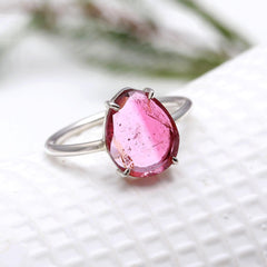 Bicolour Pink & White Flat Cut (Big)  in 925 Sterling Silver