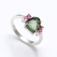 Green Slice + Pink Cabs in 925 Sterling Silver