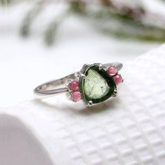 Green Slice + Pink Cabs in 925 Sterling Silver