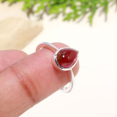Pink Bi-Color Tourmaline Pear Ring – 925 Sterling Silver