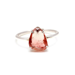 Orange Flat Cut Tourmaline Ring – 925 Sterling Silver