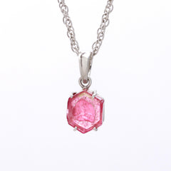 Solid Pink Tourmaline Slice Pendant – 925 Sterling Silver