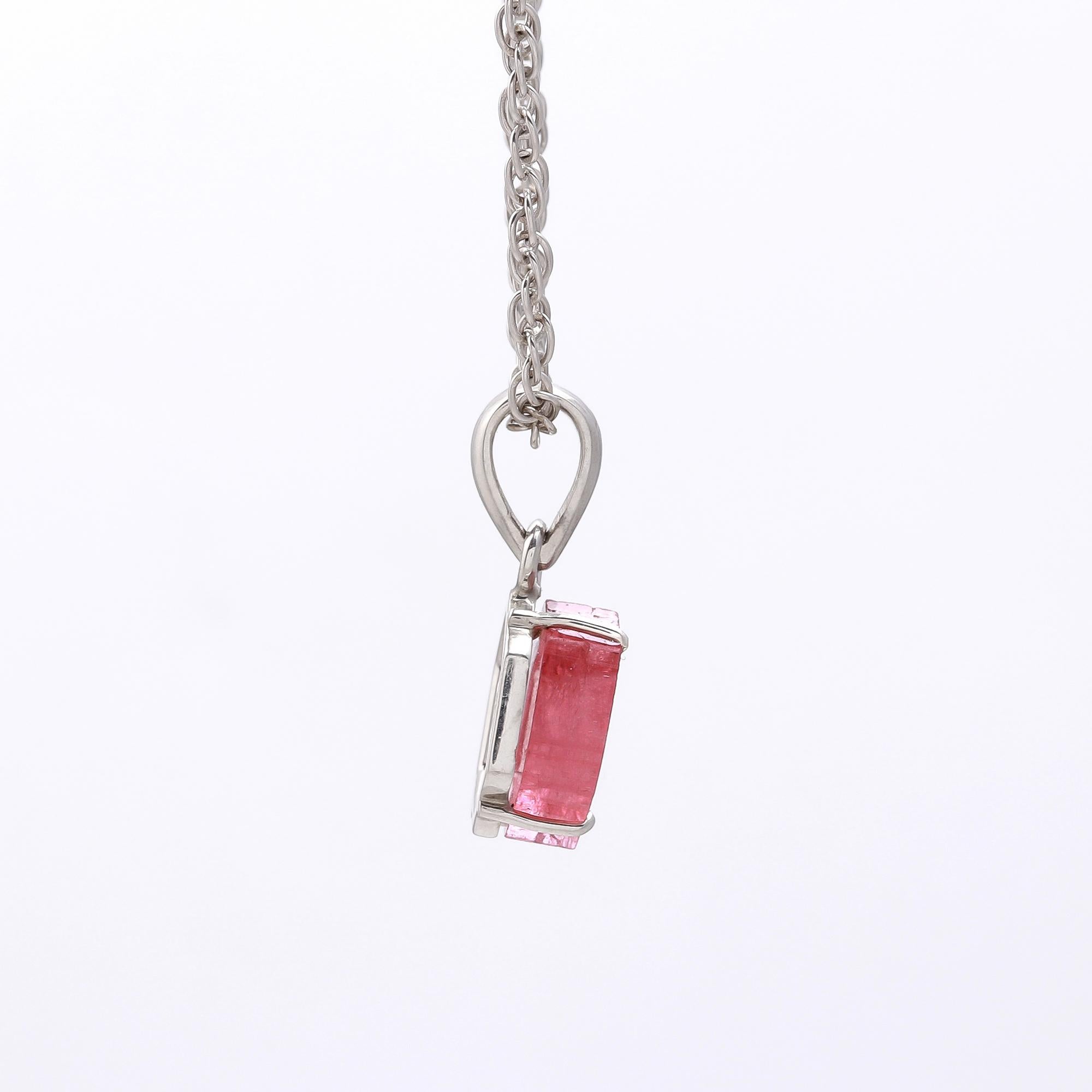Solid Pink Tourmaline Slice Pendant – 925 Sterling Silver