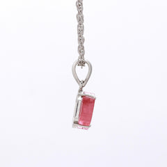 Solid Pink Tourmaline Slice Pendant – 925 Sterling Silver