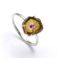 Small Pink Green Slice in 925 Sterling Silver