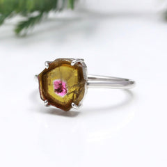 Small Pink Green Slice in 925 Sterling Silver