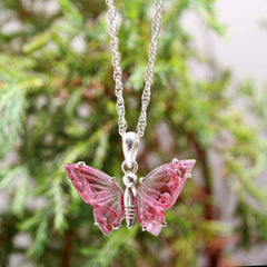 Pink Tourmaline Butterfly Pendant – 925 Sterling Silver