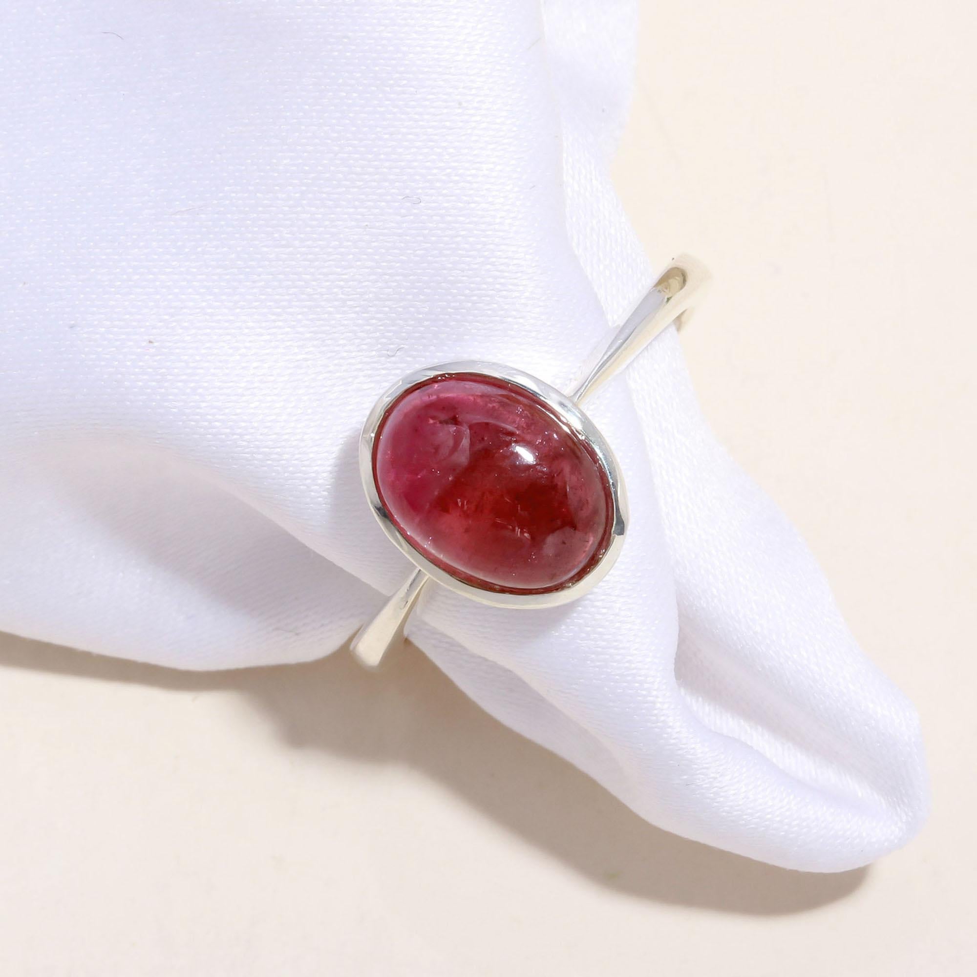Bi-Color Tourmaline Cabochon Ring (Small) – 925 Sterling Silver