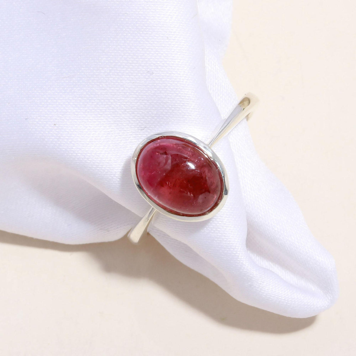Bi-Color Tourmaline Cabochon Ring (Small) – 925 Sterling Silver