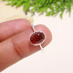 Bi-Color Tourmaline Cabochon Ring (Small) – 925 Sterling Silver