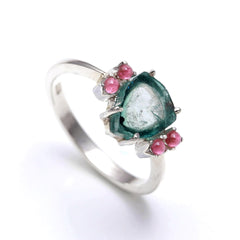 Blue Slice + Pink Cabs in  925 Sterling Silver