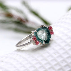 Blue Slice + Pink Cabs in  925 Sterling Silver