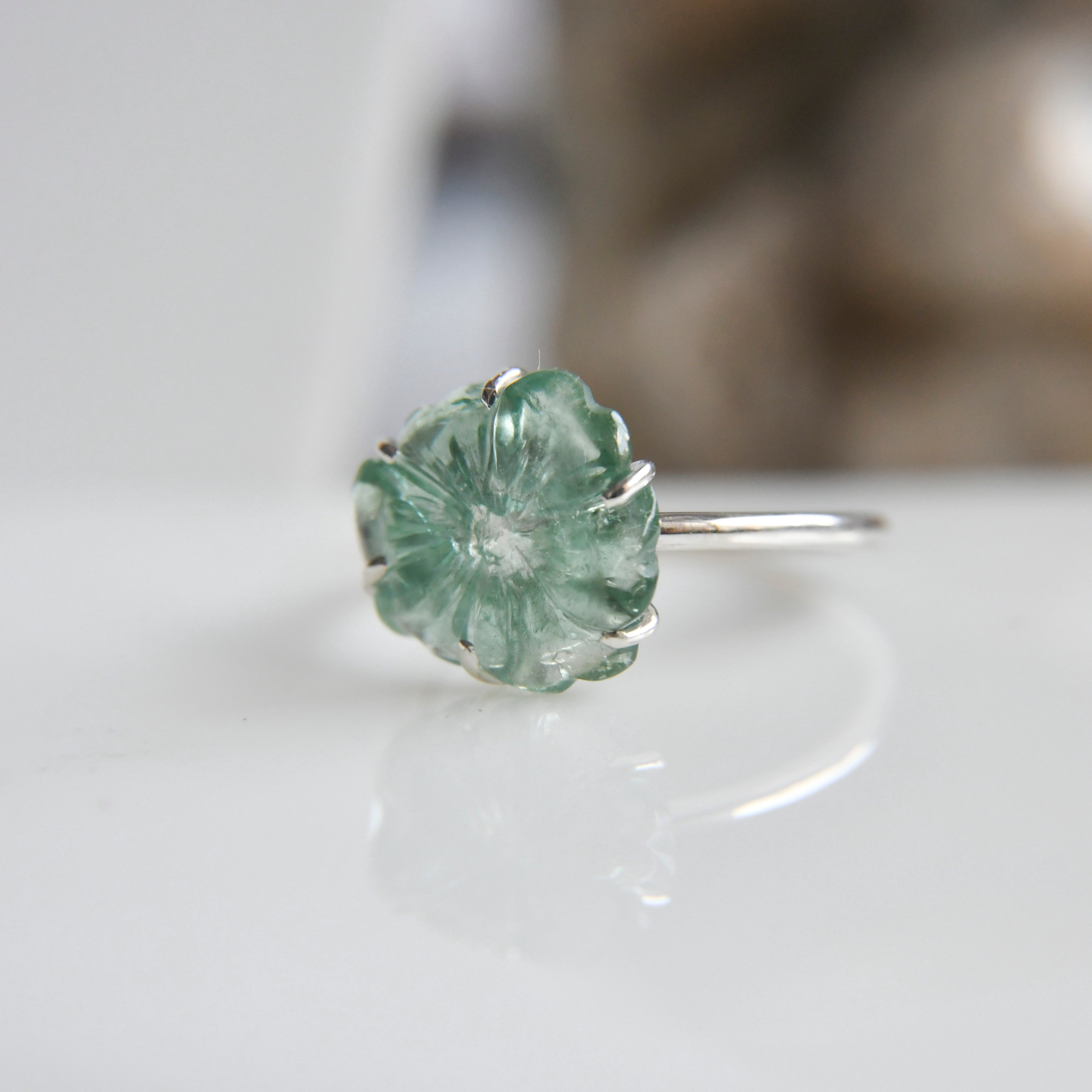 Blue Tourmaline Flower Ring – 925 Sterling Silver