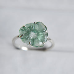 Blue Tourmaline Flower Ring – 925 Sterling Silver