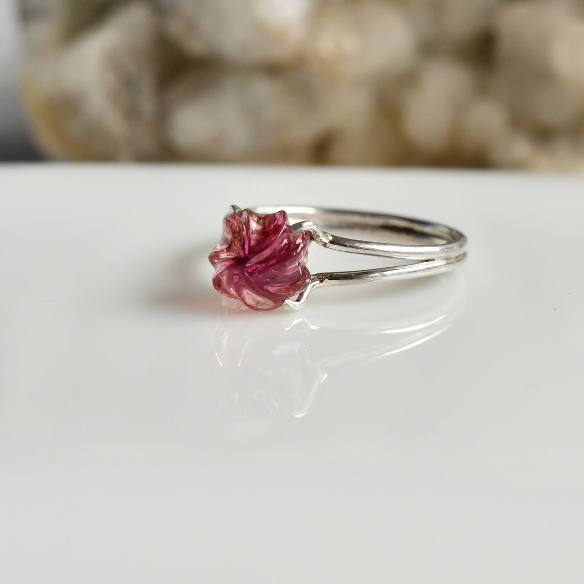 Bicolor Tourmaline Melon Ring – 925 Sterling Silver