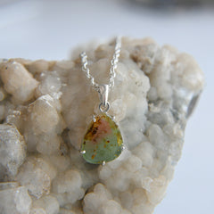 Blue & Pink Tourmaline Slice Pendant with Earthy Inclusions – 925 Sterling Silver