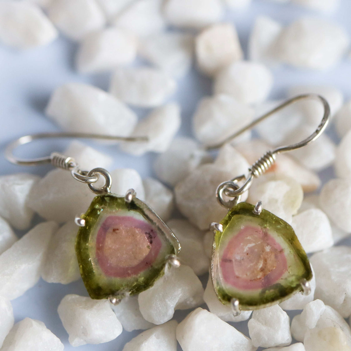 925 Sterling Silver Vibrant Watermelon Slice Earrings