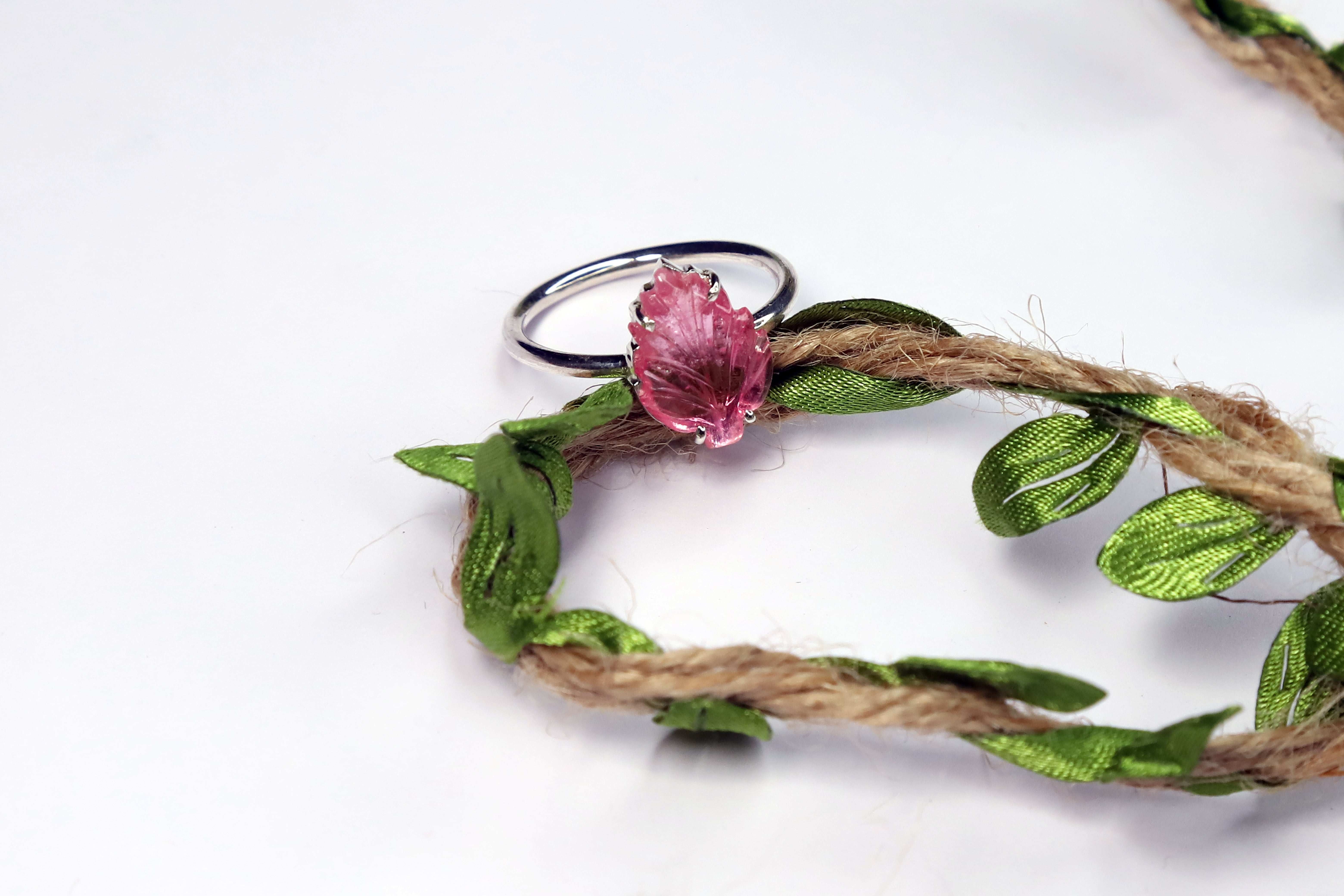 Pink Leaf in 925 Sterling Silver