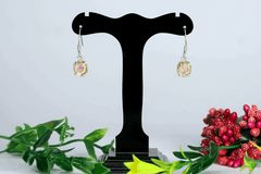 925 Sterling Silver Light Pink & Green Tourmaline Earrings