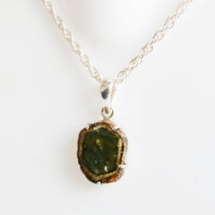 Green Bicolor Watermelon Tourmaline Slice Pendant – 925 Sterling Silver
