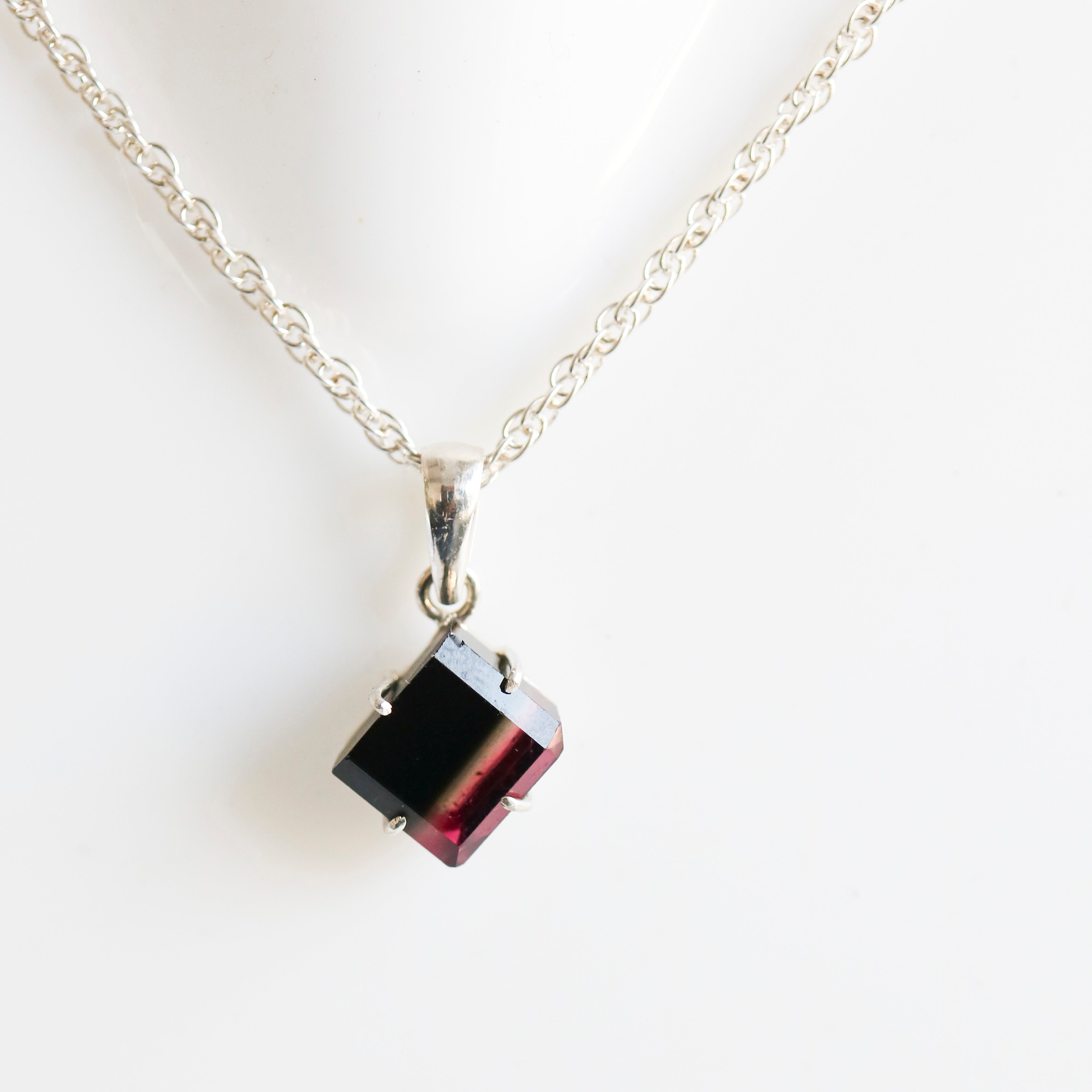 Black & Pink Bi-Color Tourmaline Pendant – 925 Sterling Silver