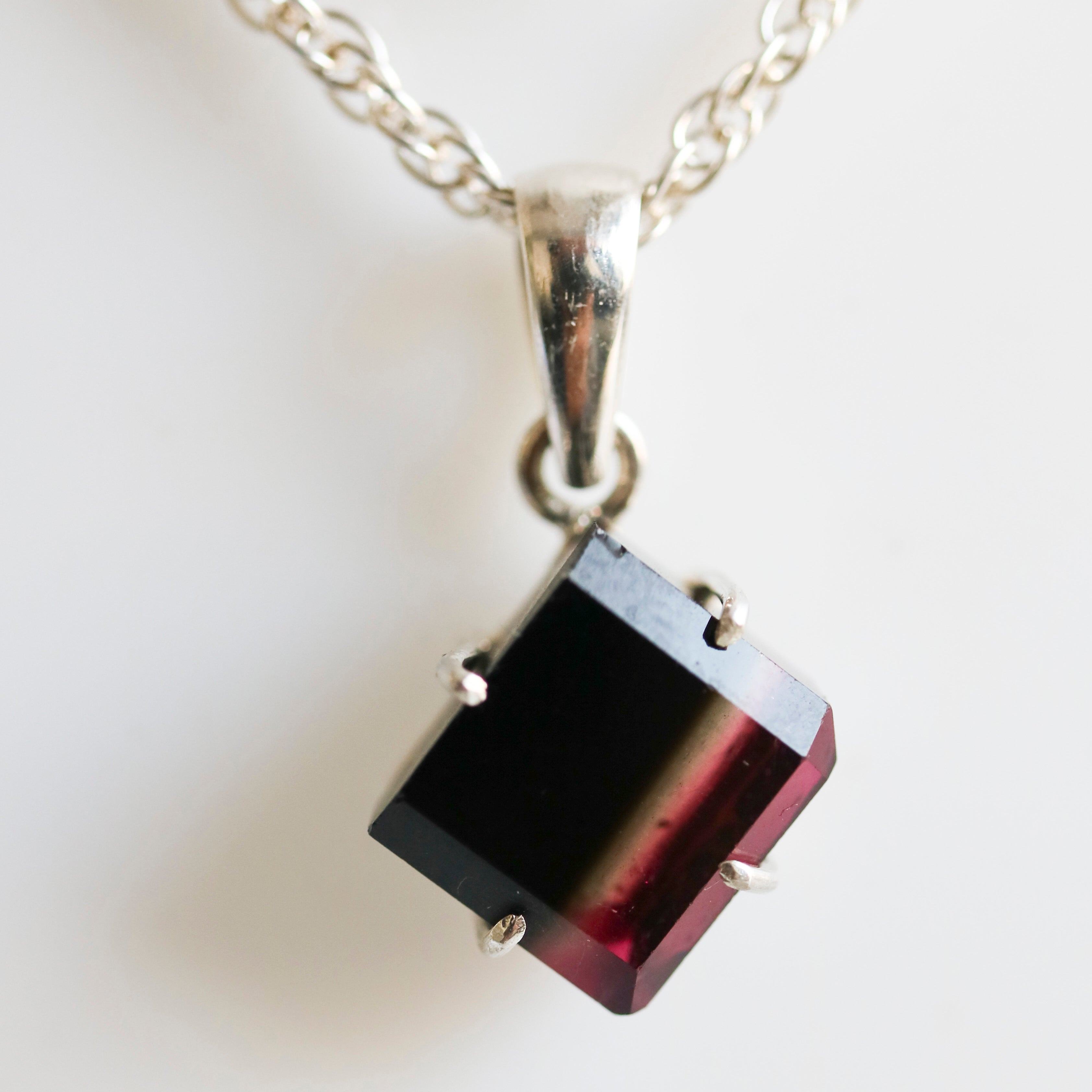 Black & Pink Bi-Color Tourmaline Pendant – 925 Sterling Silver