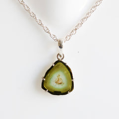 Light Green & Soft Blue Tourmaline Slice Pendant – 925 Sterling Silver
