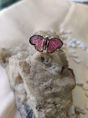 Pink Tourmaline Design Butterfly Ring – 925 Sterling Silver
