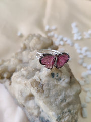 Pink Tourmaline Design Butterfly Ring – 925 Sterling Silver
