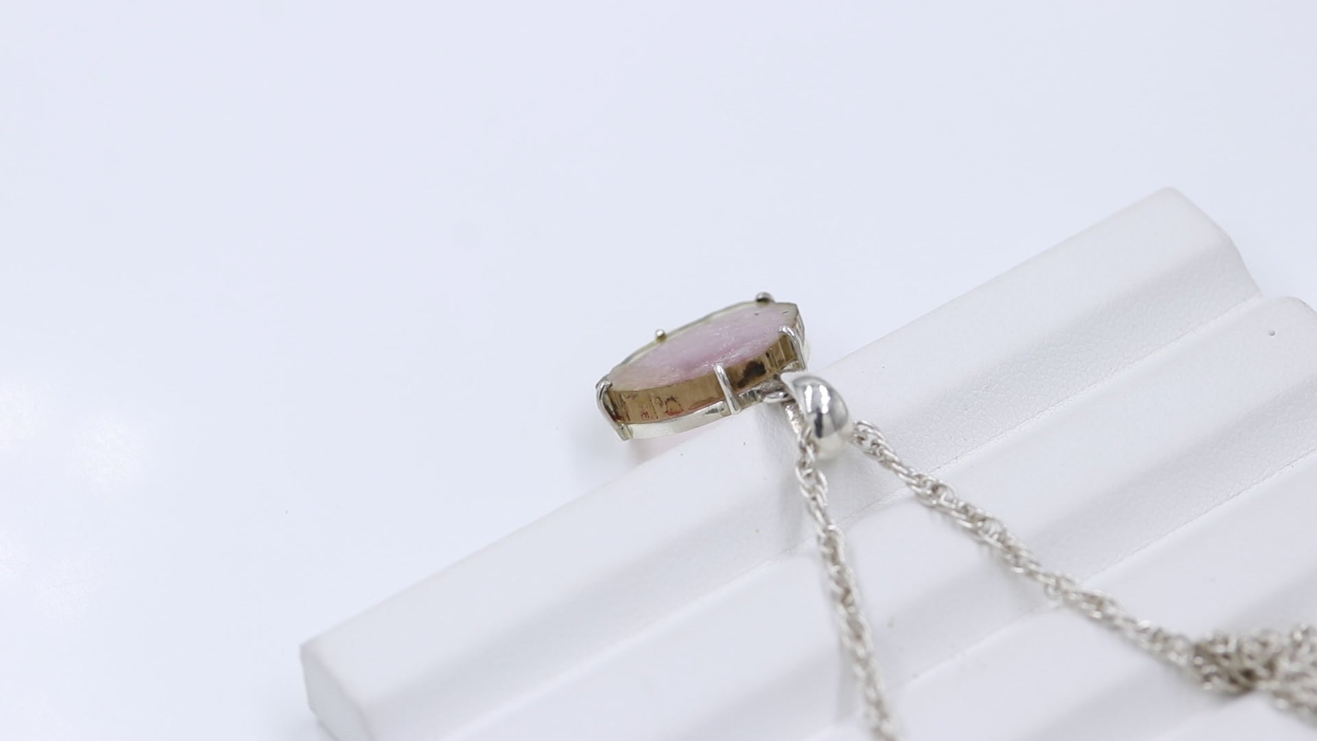 Light Pink Watermelon Tourmaline Slice Pendant – 925 Sterling Silver
