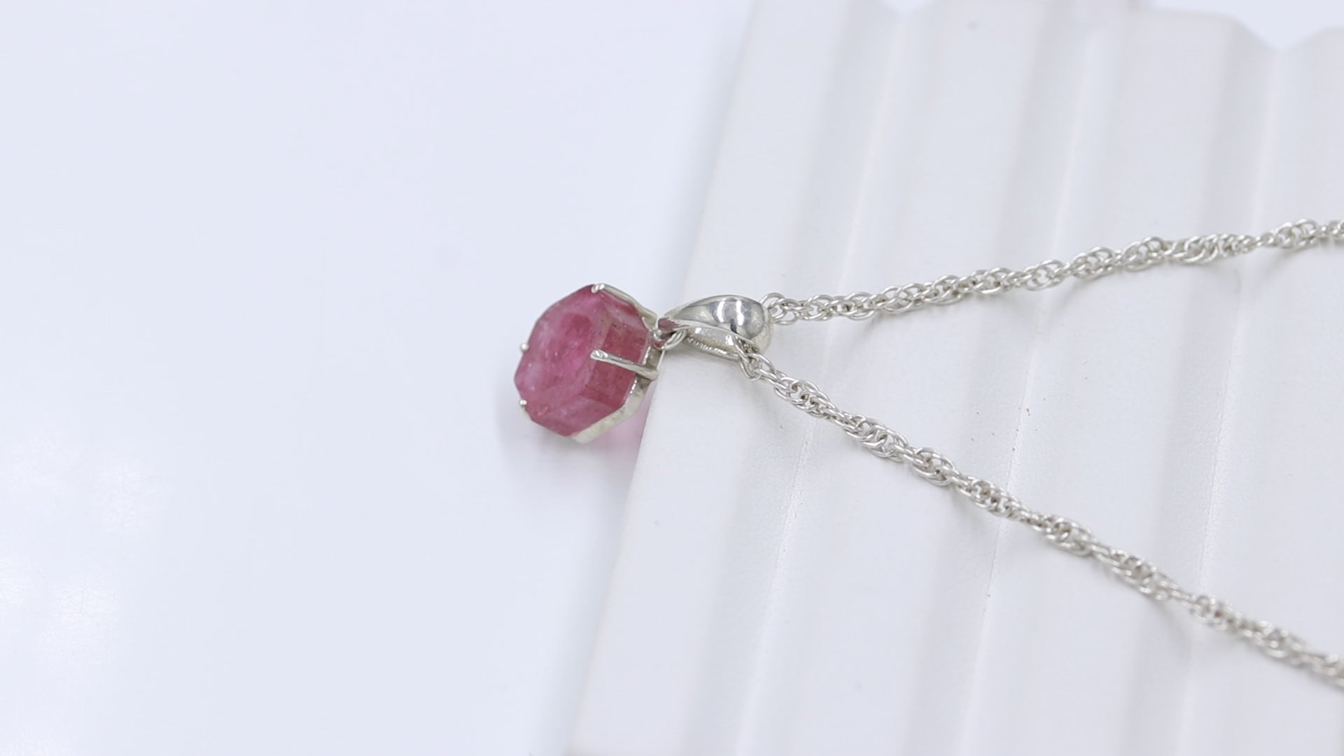 Solid Pink Tourmaline Slice Pendant – 925 Sterling Silver
