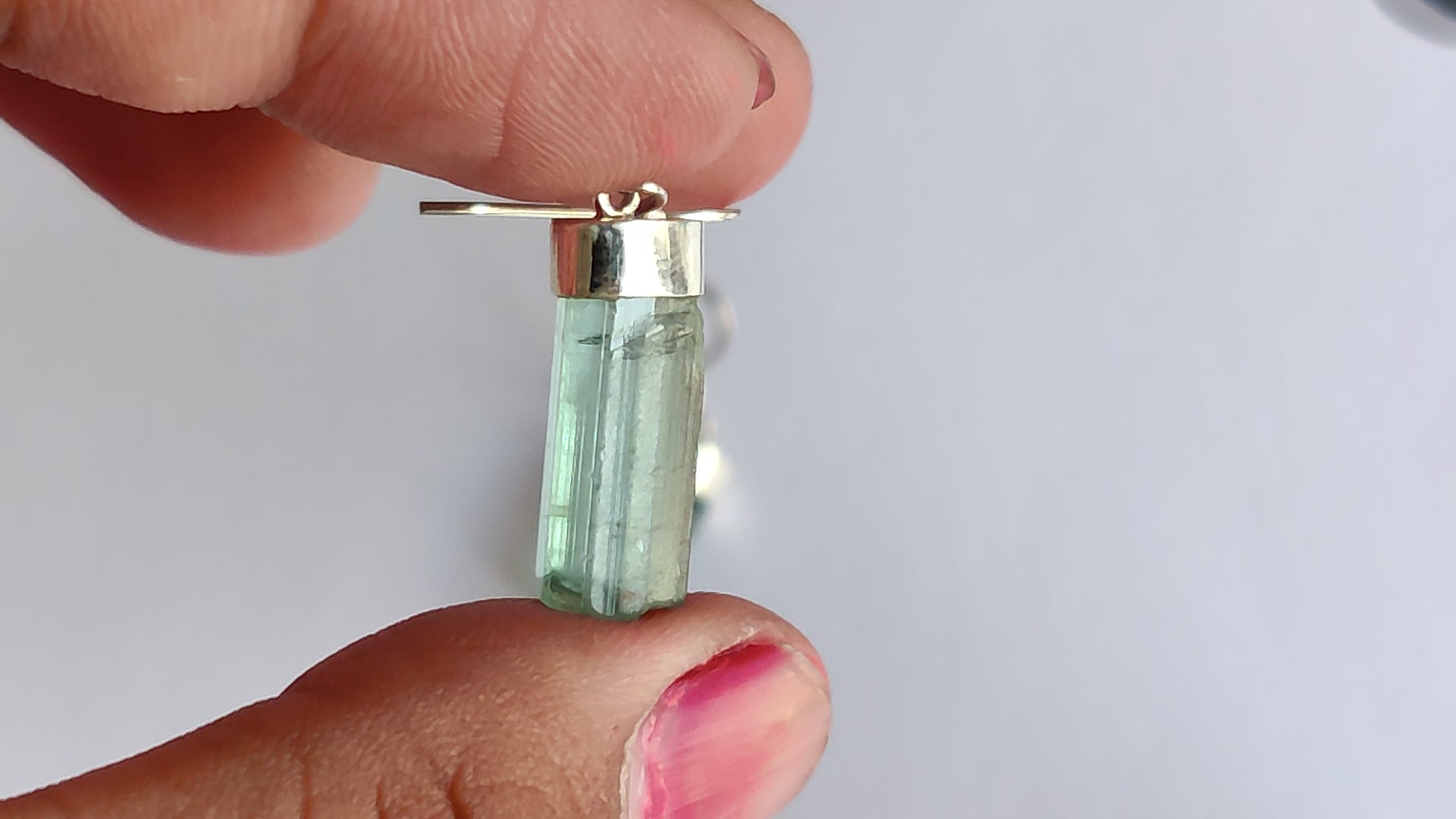Raw Green Tourmaline Crystal Earrings – 925 Sterling Silver